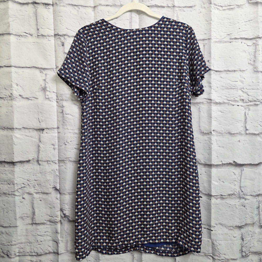 Olivaceous Navy, White, And Orange Geometric Mini Dress Size Large